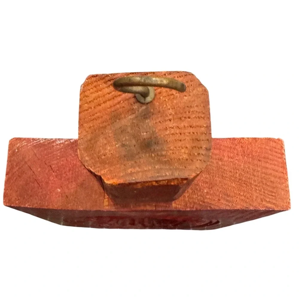 Vintage‎ Hand Carved Wooden Mooncake Mold Chinese Rice Cake Press Red Decor 11in